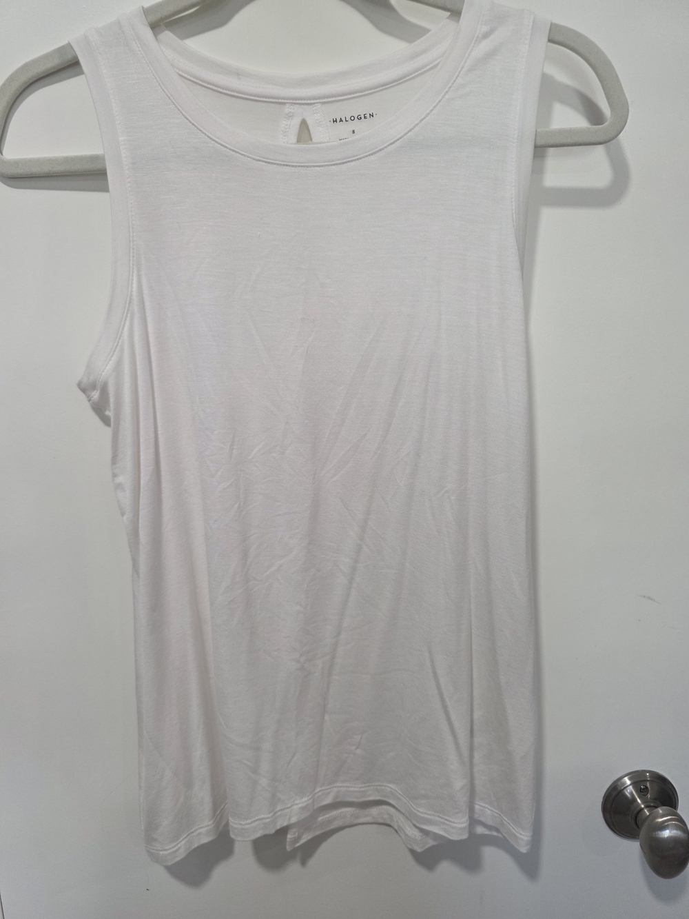 Halogen White Crewneck Tank Top